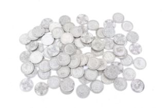 A collection of pre-1947 silver florin coins.