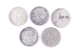 A collection of five 19th century and later sixpence coins. Dated 1816, 1840, 1900, 1915 and 1952.