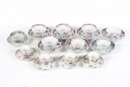 A group of 18th and 19th century English and Continental porcelain tea bowls, cups and saucers, etc.