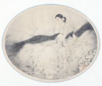 Louis Justin Laurent Icart (1888-1950), engraving en oval, 'Lady of Camelias'.