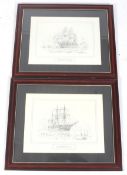 Two David Hawker (20th century) pencil sketches. 'Capt Scott's Ship, "Victory" and 'H.M.S.