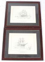 Two David Hawker (20th century) pencil sketches. 'Capt Scott's Ship, "Victory" and 'H.M.S.