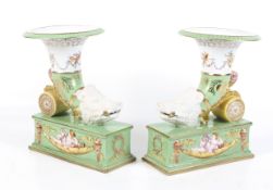 A pair of late 19th/early 20th century Continental porcelain cornucopias.