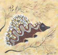 Jacky Best, Native Australian Dot painting, Echidna.