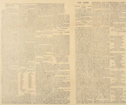 A single page of the 1805 The Times newspaper detailing the Battle of Trafalgar and the Death of