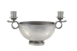An early 20th century Swedish pewter mounted dish designed by Edvin Ollers.