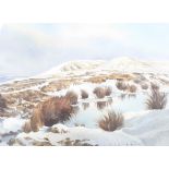 Reg Ball, 20th century, watercolour, 'Snowy landscape, Northumberland'. Signed lower right.