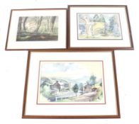 A collection of three assorted 20th century watercolours. Including G.