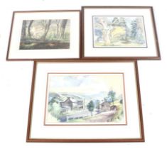 A collection of three assorted 20th century watercolours. Including G.