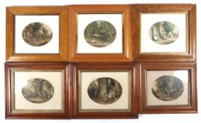 Le Blond (circa 1820), six oval images in maple wood frames.