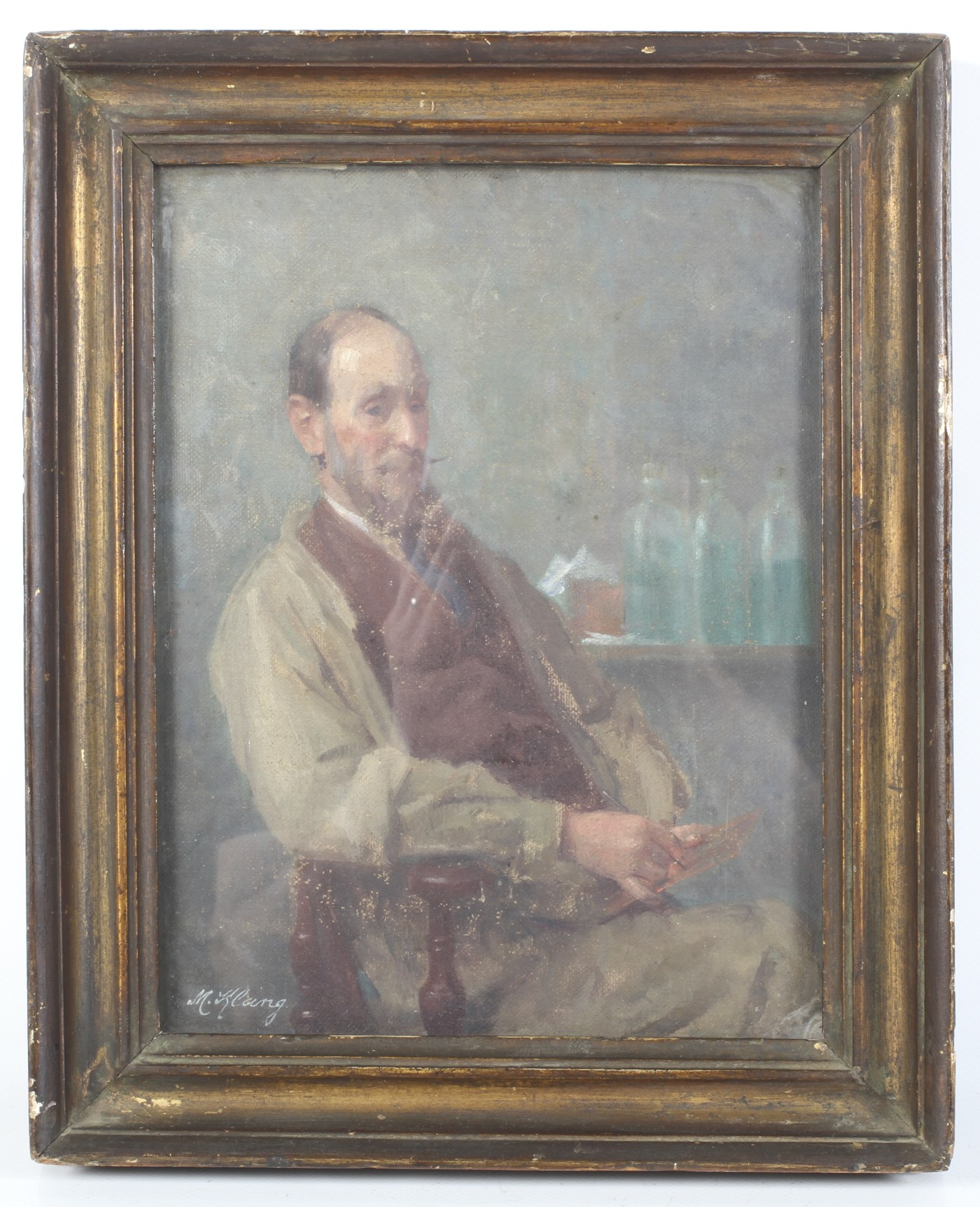 Mayer Klang (1880-1948) oil on canvas, portrait of a seated gentleman. - Image 2 of 3