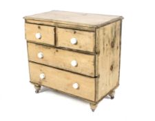 An Edwardian pine chest of drawers.