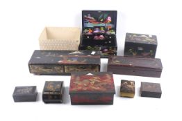 Nine 20th century and later oriental boxes.
