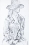 H Tannen, charcoal, portrait of a lady wearing a hat. Signed and dated 1969 lower left, 49.