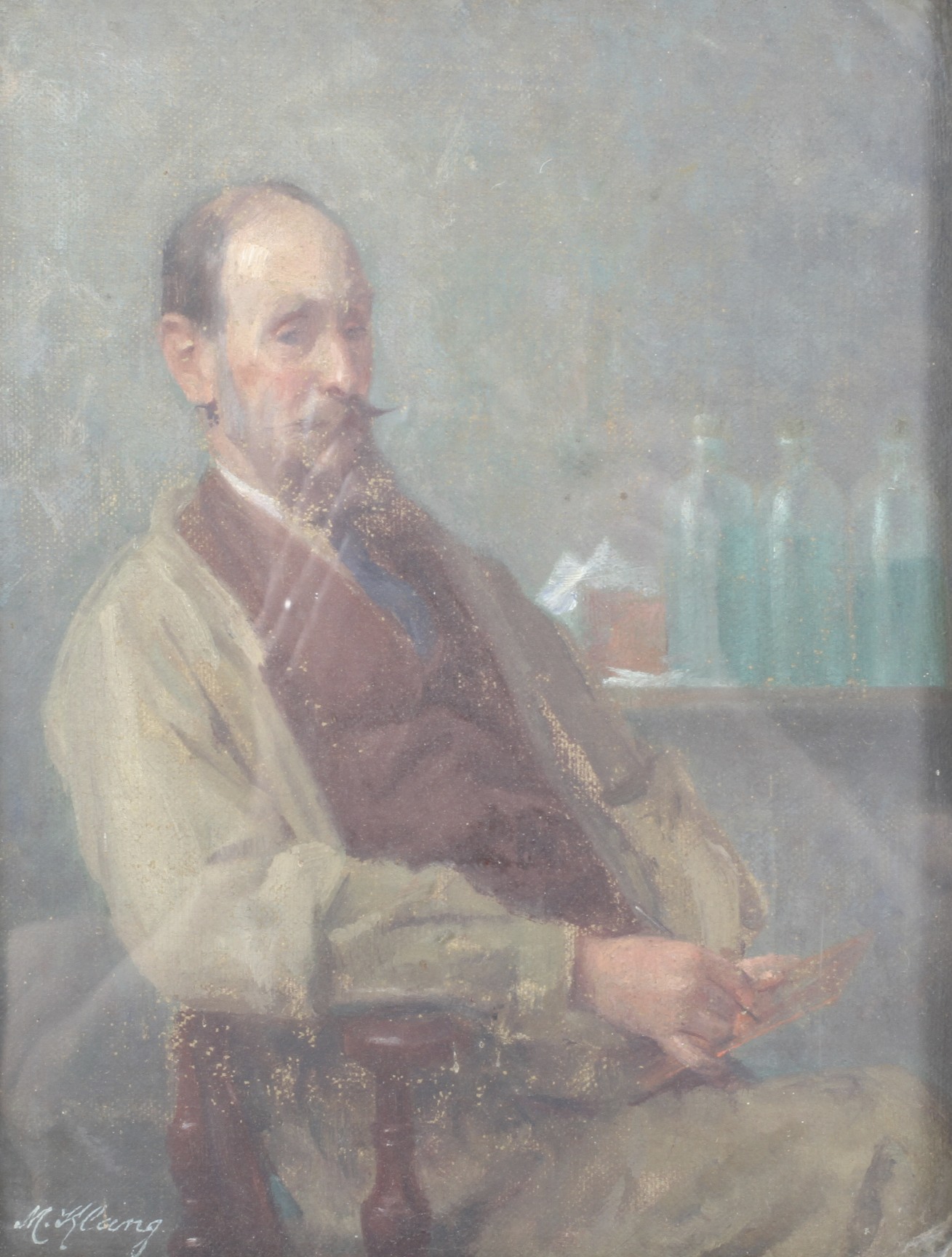 Mayer Klang (1880-1948) oil on canvas, portrait of a seated gentleman.