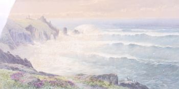 James Jackson Curnock, (British, 1839-1891), watercolour of a seascape.