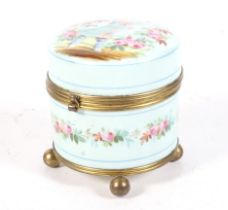 A late 19th/early 20th century circular trinket box and cover.