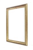 A contemporary gilt framed rectangular wall mirror. With bevelled edge glass.