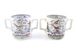 Two 20th century Burleigh Ironstone Staffordshire loving cups.