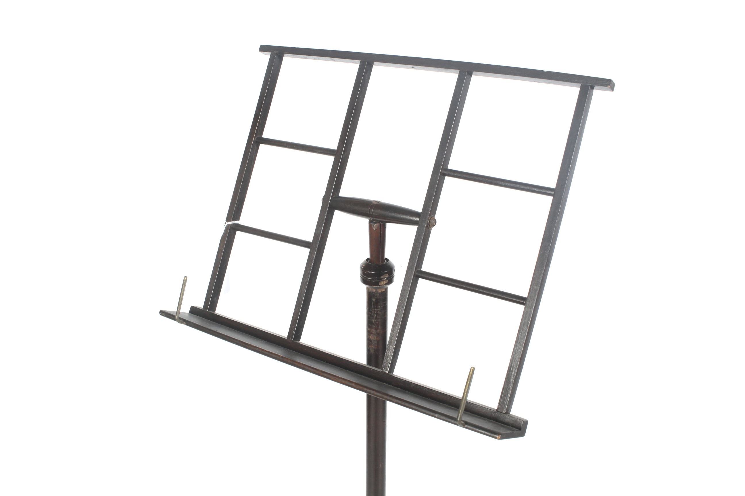 A late 19th century stained mahogany campaign music stand. Height adjustable up to circa 125cm. - Image 2 of 2