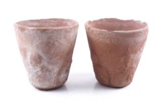 A pair of 1902 Coronation commemorative terracotta flower pots.