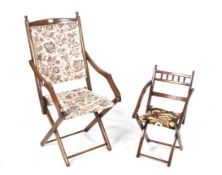 A Victorian folding chair and a similar childs chair.
