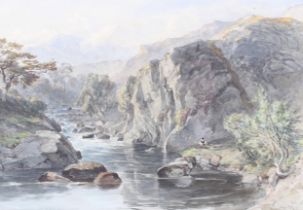 George Aurthur Fripp RWS, British (1813 - 1896), 'The Lleder near Bettws-Y-Coed, watercolour.