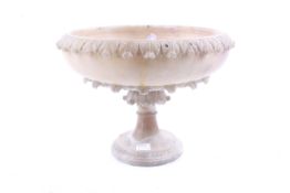 A Victorian carved alabaster tazza table centre piece.