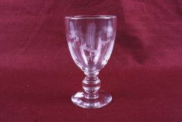 A signed hand engraved Prince of Wales Investiture glass goblet.