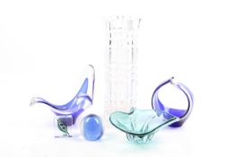 A collection of six mid-century and later glass pieces.