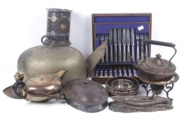 An assortment of Victorian and later silver plated items.