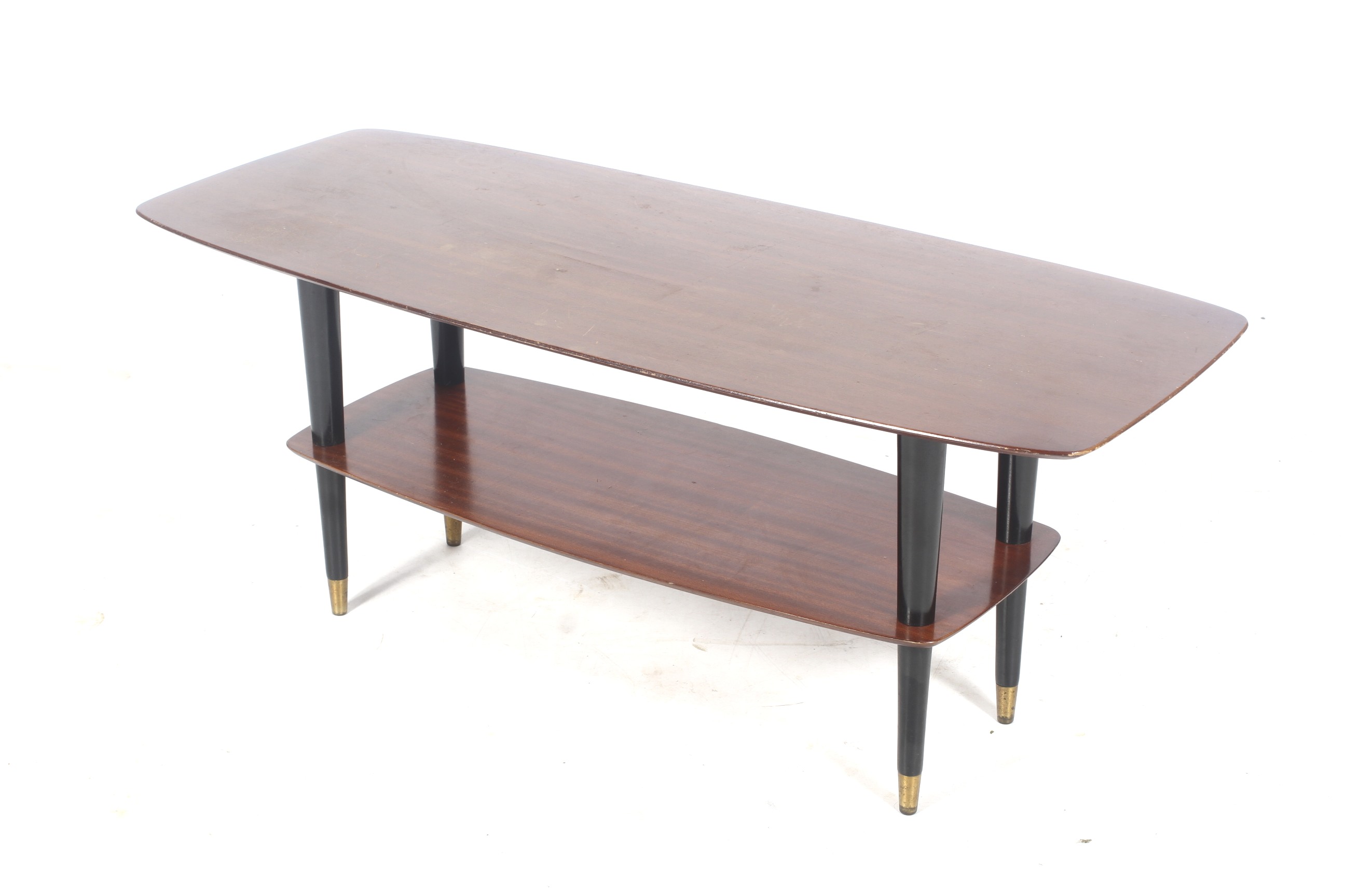 A mid-century two tier coffee table.