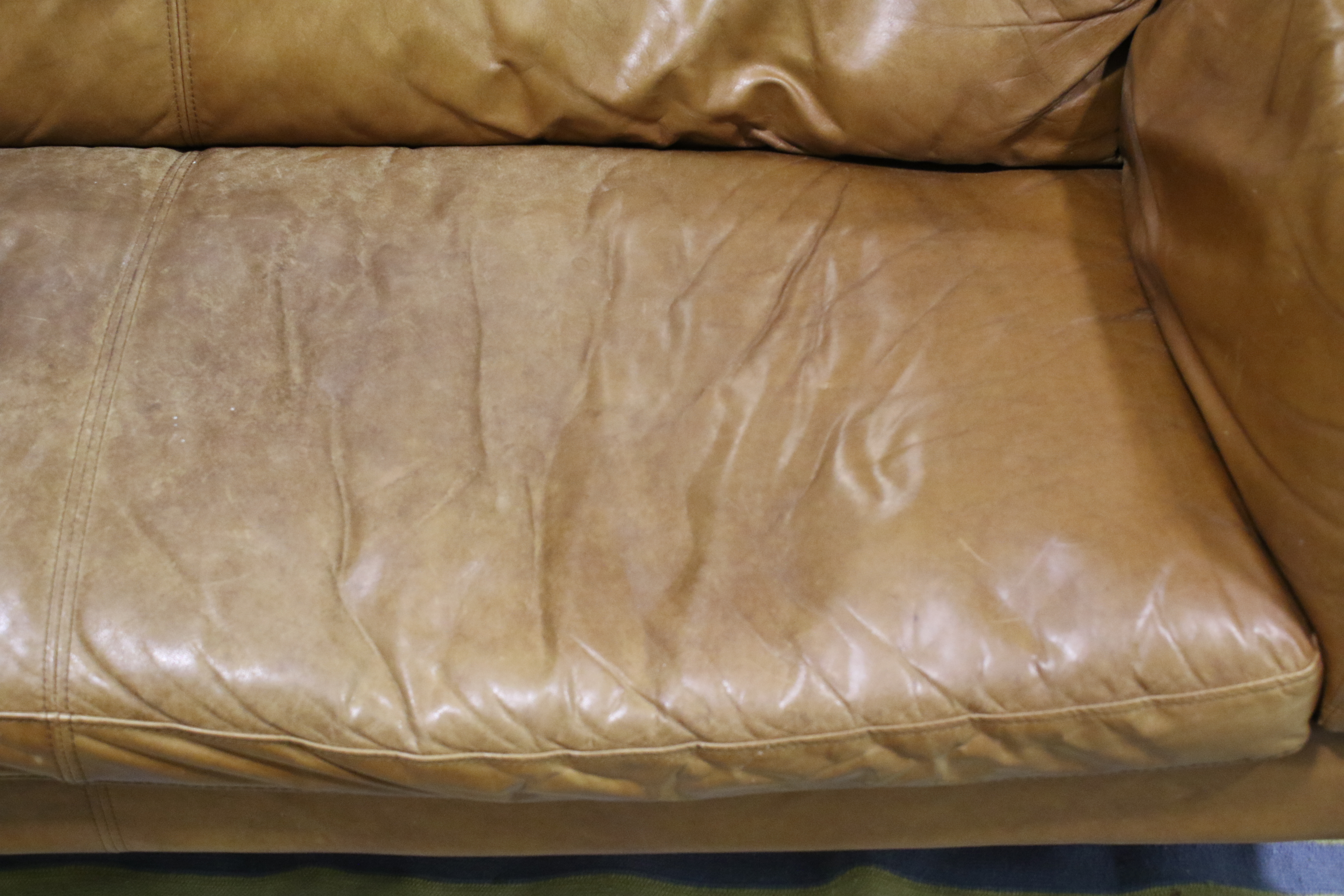 A contemporary John Lewis Scandinavian style tan leather three-seater sofa. - Image 10 of 10