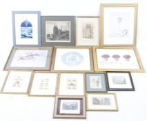 A quantity or assorted prints, etchings, chromolithographs and engravings.