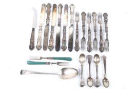 An assortment of 19th century and later flatware.