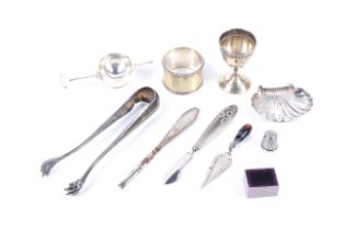 A group of 19th century and later silver and white metal collectables.