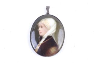 An early 20th century painted porcelain oval miniature.