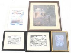 Five prints. Including a Simon Hart signed limited edition print 34/100, 30.