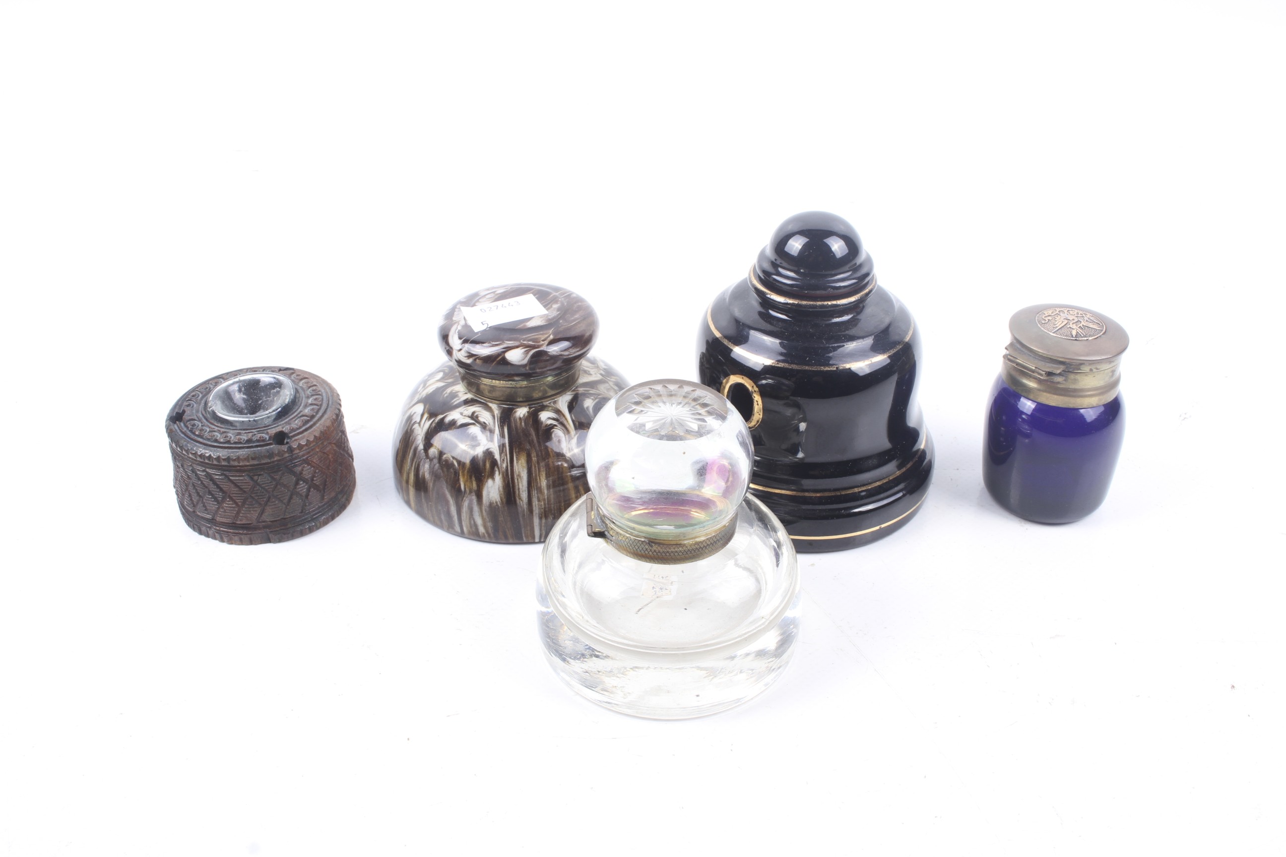 Five 20th century inkwells.