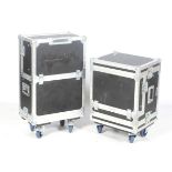 Two Pro Flightcase mobile aluminium bound storage cases.