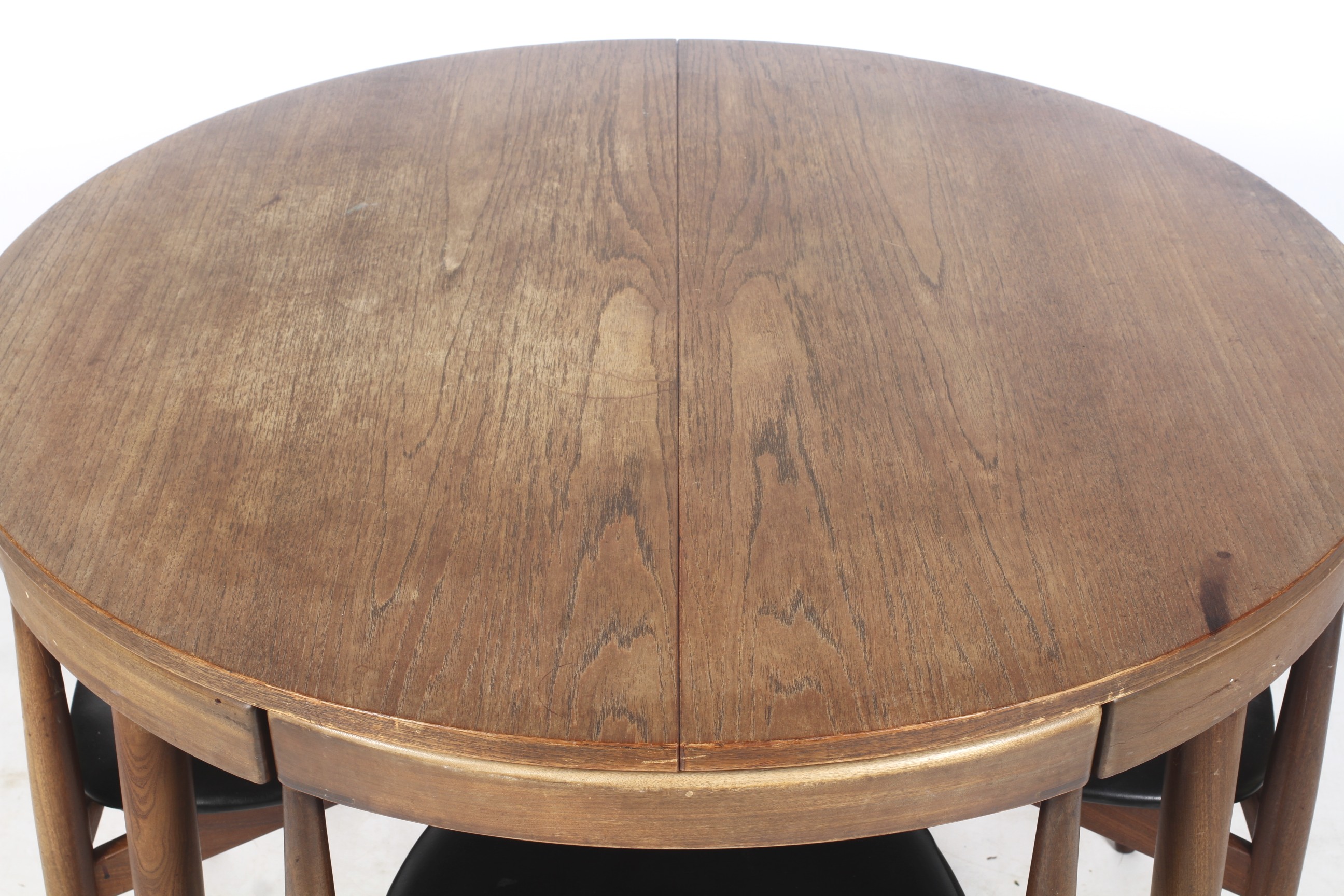 A 1960s Frem Rojle 'Roundette' extending teak table and five chairs by Hans Olsen. - Image 2 of 7