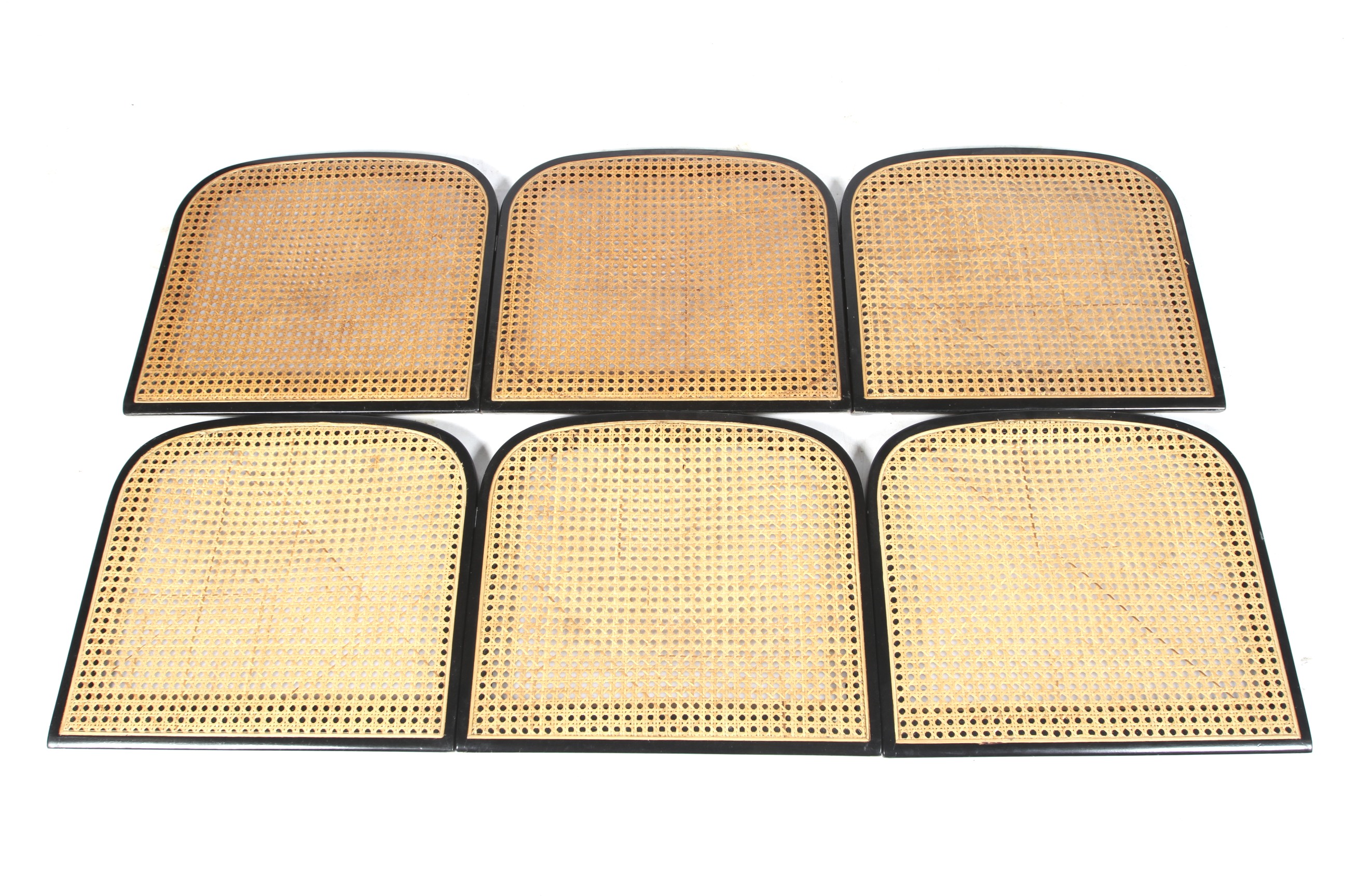 Six 'Cesca' style rattan chair seat replacement bases. Stamped or labelled 'Made in Italy'. 46.