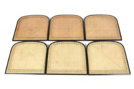 Six 'Cesca' style rattan chair seat replacement bases. Stamped or labelled 'Made in Italy'. 46.