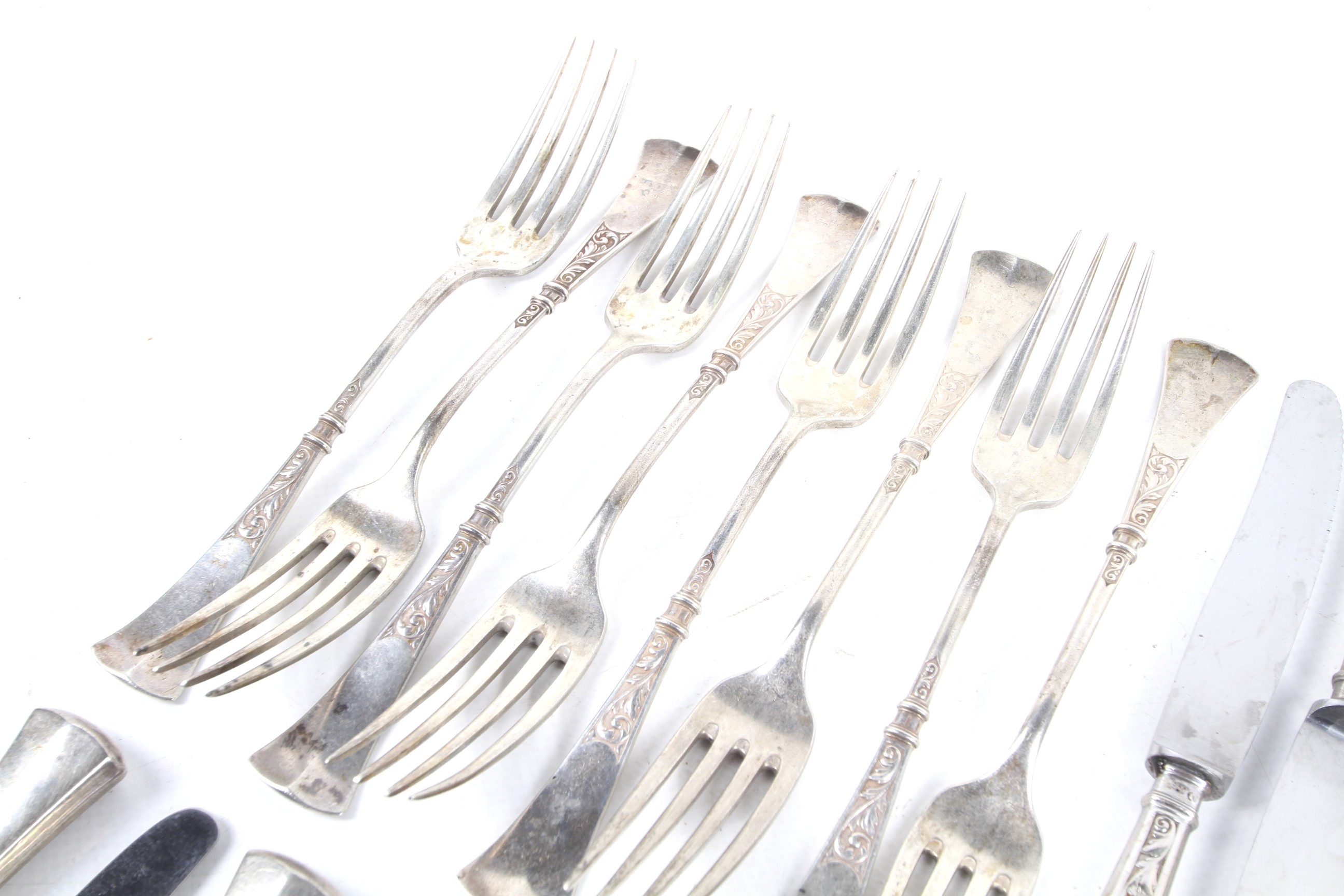 A set of German .800 standard silver flatware, knives and other items by J C Wich. - Image 2 of 2