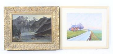 Frank Reeves oil, 'Somerset Levels', and a Victorian oil on board.