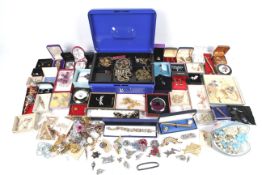 A large collection of mostly modern and vintage costume jewellery and other items.