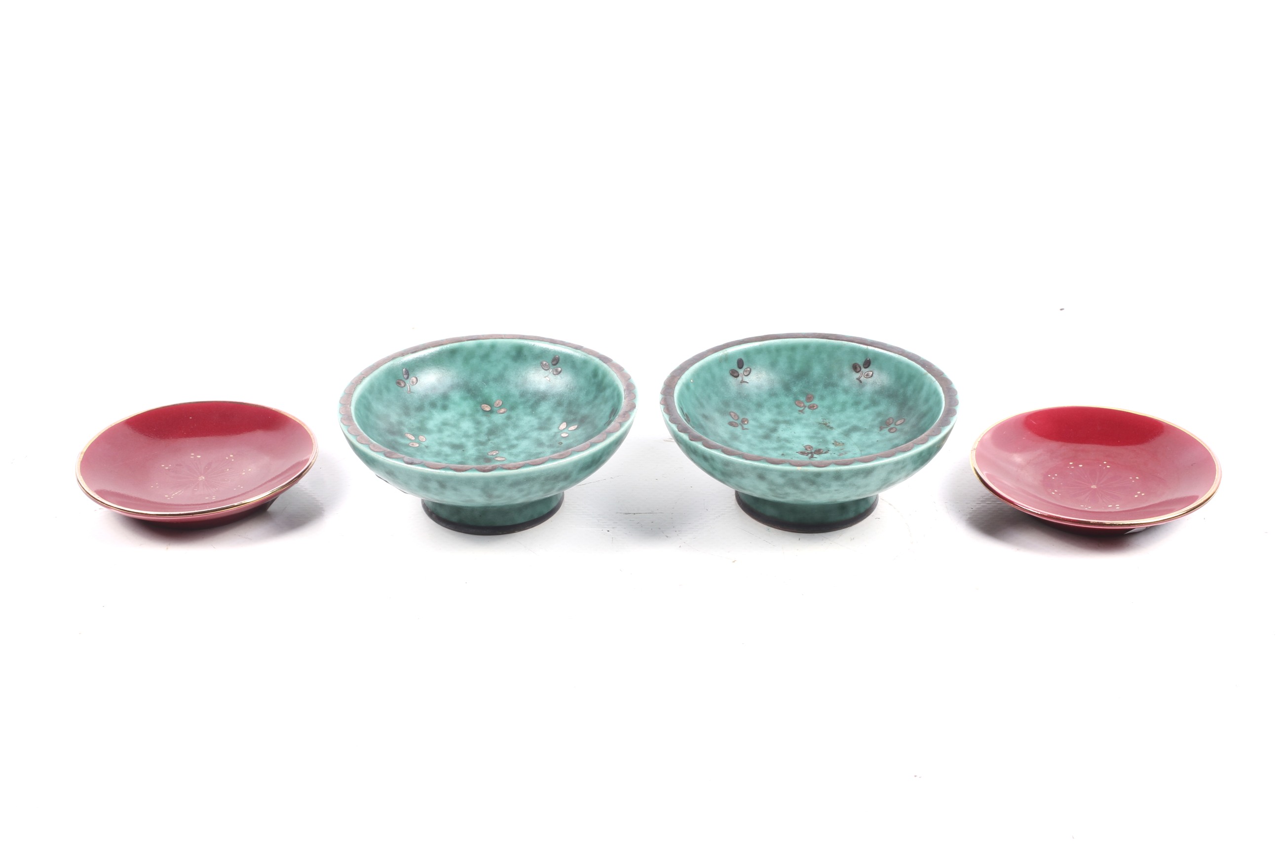 Two pairs of 20th Century Swedish studio art pottery bowls.