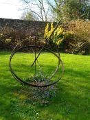 Astrolabe, armillary garden feature, metal scuplture.