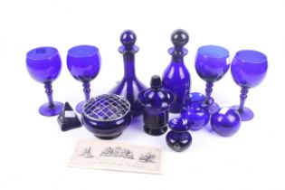 A collection of 'Bristol Blue' glassware.