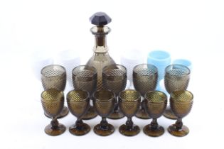 A large collection of assorted circa 1970s Casa Pupo pressed hobnail milk glassware.